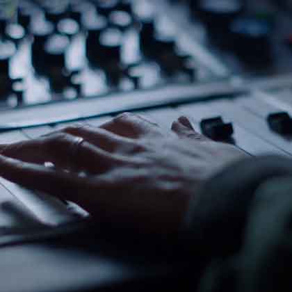 hand on mixing board