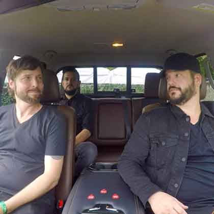 the record company listening to music in the nissan titan